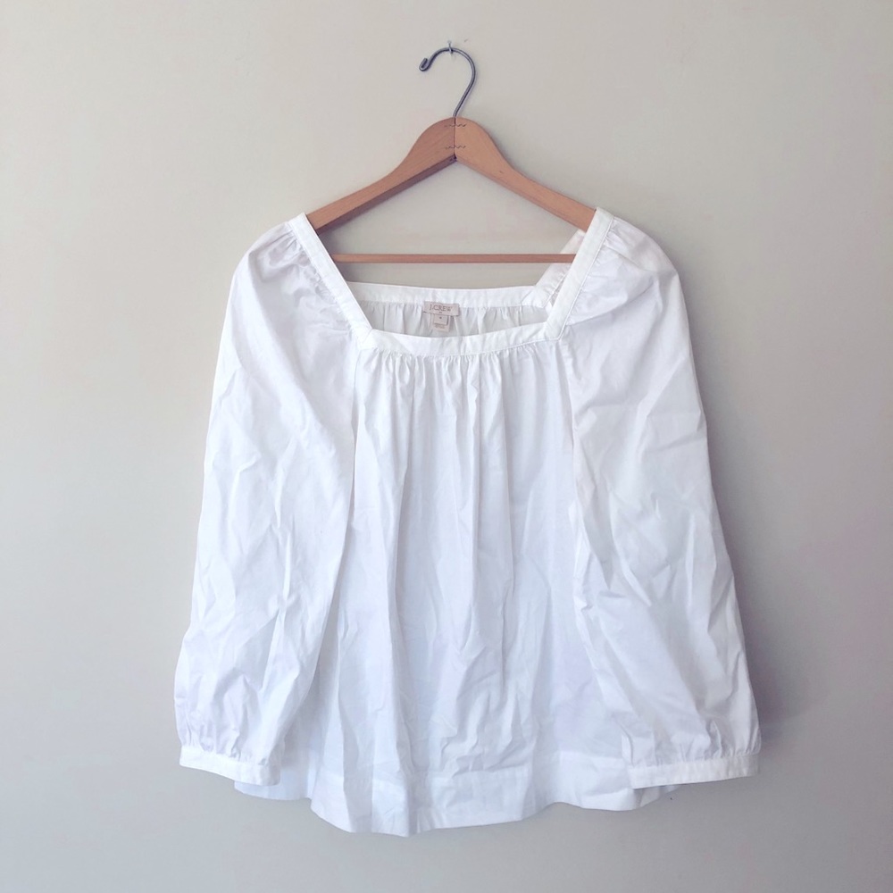 J Crew Factory peasant top sz M White